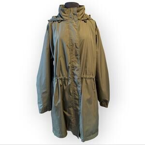 Ava & Viv Jacket Water Resistant Green Utility Hooded Trench Coat 1X